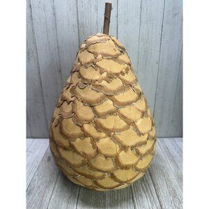 Vintage Natural Wood Chip Covered Pear Fruit Table Centerpiece Decor 12'' Tall